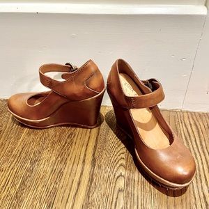 Kork-Ease Yuli Wedge Mary Jane shoe; like new unworn; size 7/38; brown leather